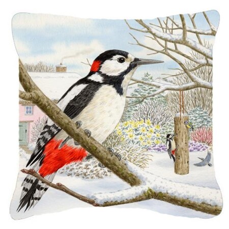 Carolines Treasures Carolines Treasures ASAD0701PW1818 Spotted Woodpecker by Sarah Adams Canvas Decorative Pillow ASAD0701PW1818